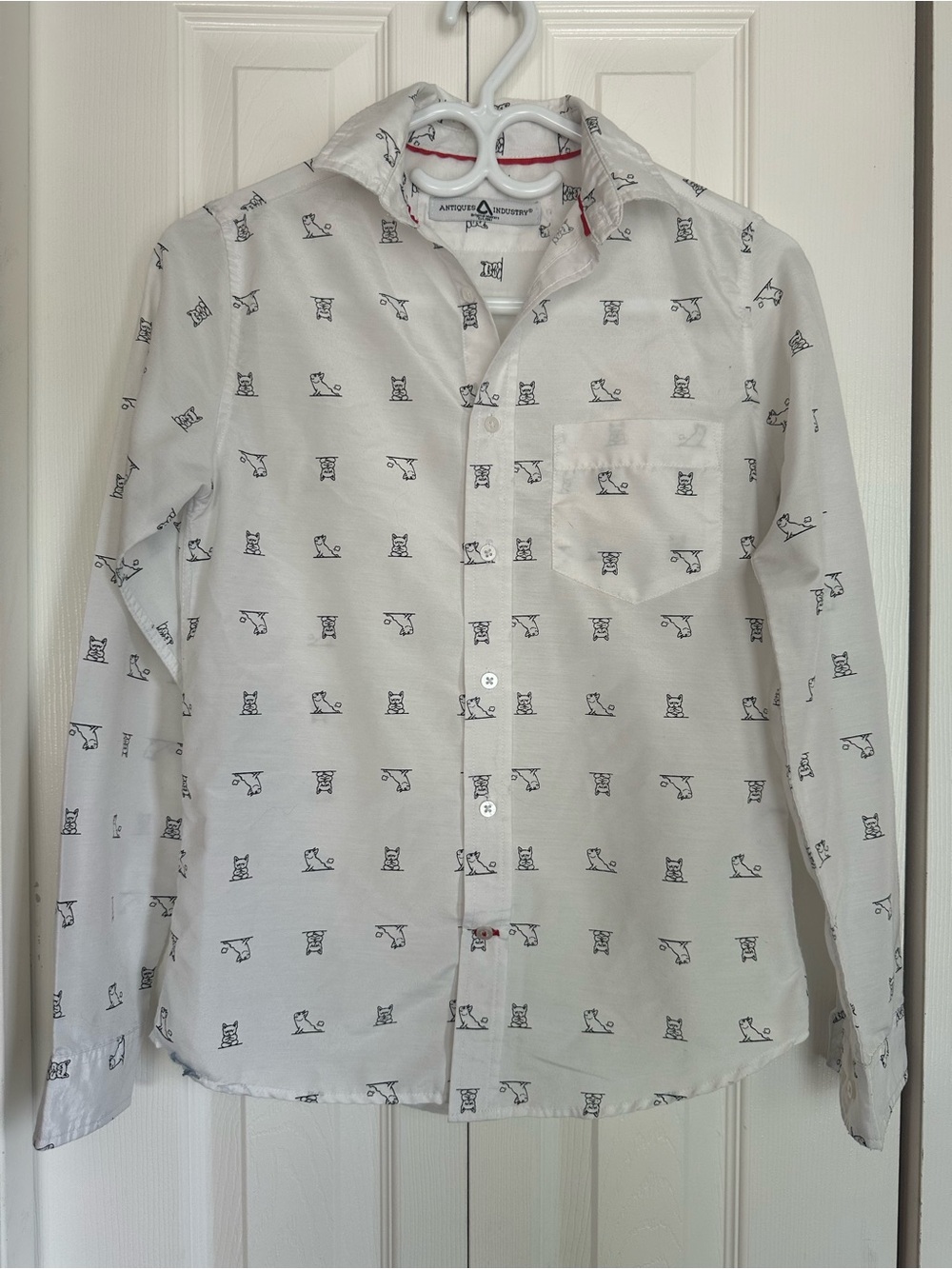 Antony Morato White Button-Down Shirt with Black bulldog Micro Print #48